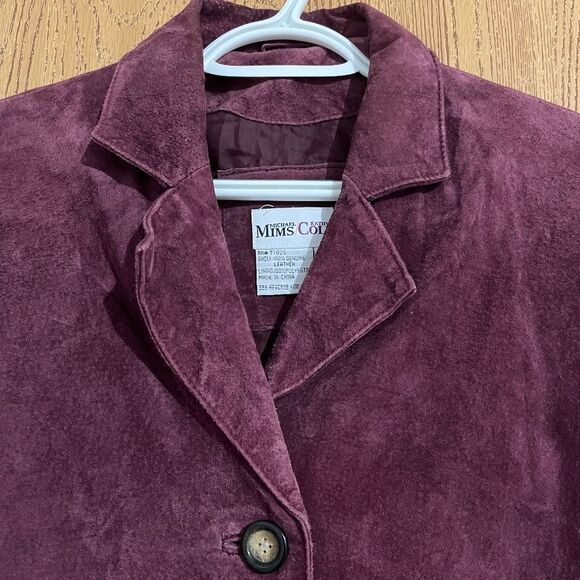 Michael Mims Kathy Cole 100% Genuine Leather Mid Length Burgundy Coat Sz-M/L - Picture 3 of 5